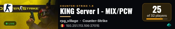 KING Server I - MIX/PCW live status badge