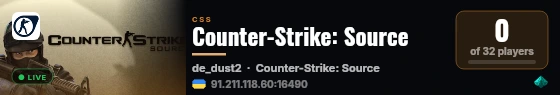 Counter-Strike: Source live status badge