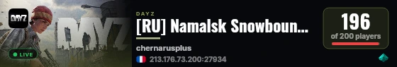[RU] Namalsk Snowbound Territory :: Trader Enabled Hardcore Loot live status badge
