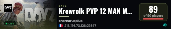 Krewrolk PVP 12 MAN MAX|X15LOOT|TRADER|BOATS|HELIS|EVENTS live status badge