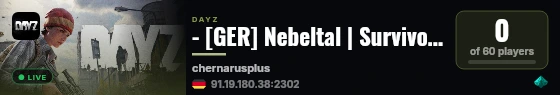 - [GER] Nebeltal | Survivor Missions | DayZDogs | AI | BB+ live status badge