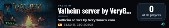 Valheim server by VeryGames.com - DediGames Box live status badge