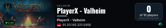 PlayerX - Valheim live status badge