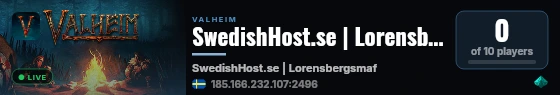 SwedishHost.se | Lorensbergsmaffian live status badge