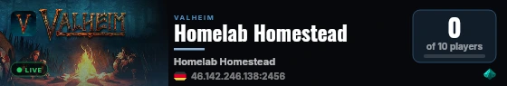 Homelab Homestead live status badge