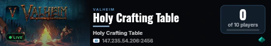 Holy Crafting Table live status badge