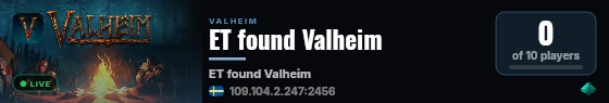 ET found Valheim live status badge