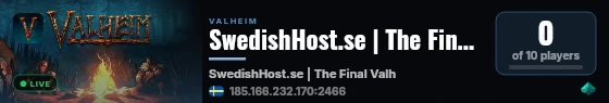 SwedishHost.se | The Final Valheim live status badge
