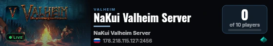 NaKui Valheim Server live status badge