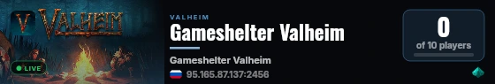 Gameshelter Valheim live status badge