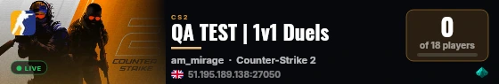 QA TEST | 1v1 Duels live status badge