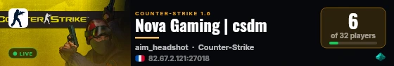 Nova Gaming | csdm live status badge