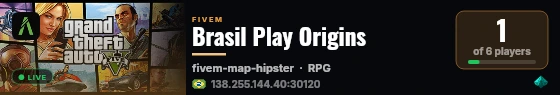 Brasil Play Origins live status badge