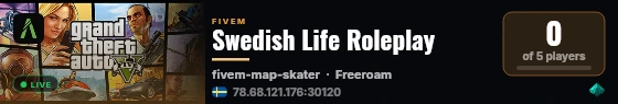 Swedish Life Roleplay live status badge