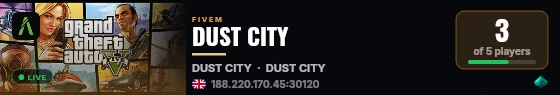 DUST CITY live status badge