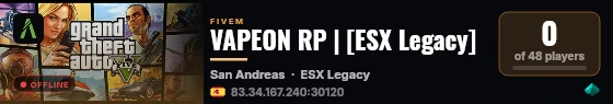 VAPEON RP | [ESX Legacy] live status badge