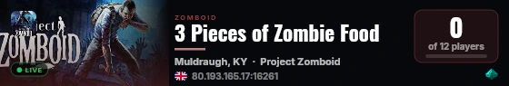 3 Pieces of Zombie Food live status badge