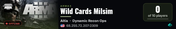 Wild Cards Milsim live status badge