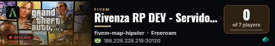 Rivenza RP DEV - Servidor de Roleplay live status badge