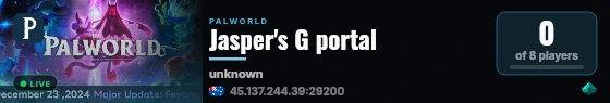 Jasper's G portal live status badge