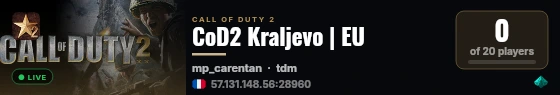 CoD2 Kraljevo | EU live status badge
