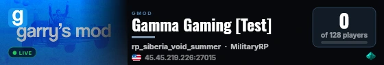 Gamma Gaming [Test] live status badge