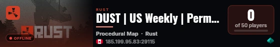 DUST | US Weekly | Permacore | One Life Survival live status badge