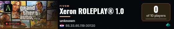 Xeron ROLEPLAY® 1.0 live status badge