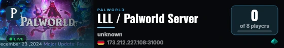 LLL / Palworld Server live status badge