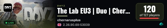 The Lab EU3 | Duo | Chernarus | dayzthelab.com live status badge