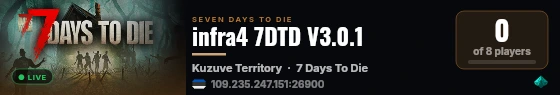 infra4 7DTD V3.0.1 live status badge