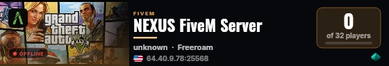 NEXUS FiveM Server live status badge