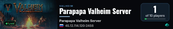 Parapapa Valheim Server live status badge