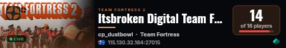 Itsbroken Digital Team Fortress 2 Server live status badge