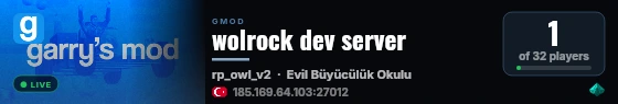 wolrock dev server live status badge