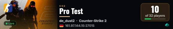 Pro Test live status badge