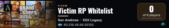 Victim RP Whitelist live status badge