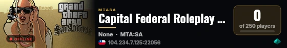 Capital Federal Roleplay | Sistemas propios | Facciones nuevas | Rol medio | V.1.0 live status badge