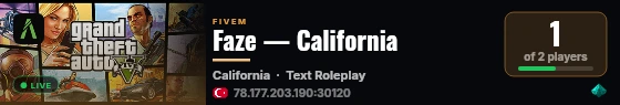 Faze — California live status badge