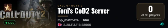 Toni's CoD2 Server live status badge