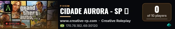 CIDADE AURORA - SP 🌴 live status badge