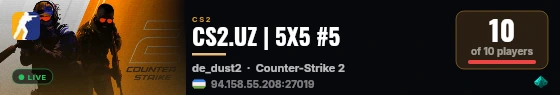 CS2.UZ | 5X5 #5 live status badge