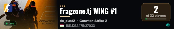 Fragzone.tj WING #1 live status badge