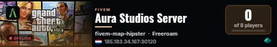 Aura Studios Server live status badge