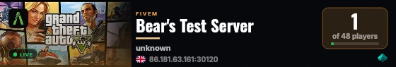 Bear's Test Server live status badge