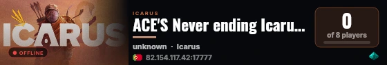 ACE'S Never ending Icarus Server live status badge