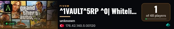 ^1VAULT^5RP ^0| Whitelist Roleplay live status badge