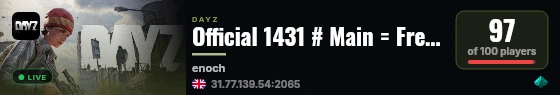 Official 1431 # Main = Fresh Wipe # DayZ live status badge