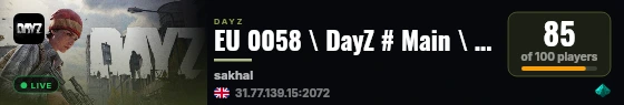 EU 0058 \ DayZ # Main \ official live status badge