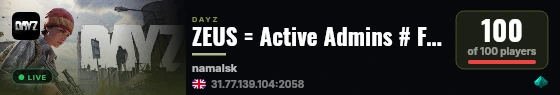 ZEUS = Active Admins # Fresh Wipe = official live status badge